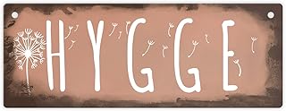 Hygge für eine gemütliche und herzliche Atmosphäre Metallschild in braun schönes Blechschild …