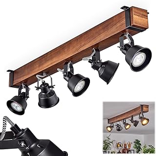 Deckenleuchte Safari, moderne Deckenlampe aus Metall/Holz in Schwarz/Dunkelbraun, Deckenleuchte i…