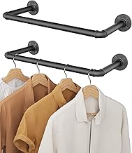 OROPY Industrierohr Kleiderstange 2er Set, 49cm Kleiderstangen wandmontage, Abnehmbare Retro- Gar…