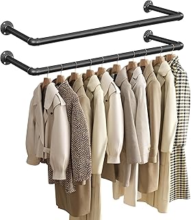 SONGMICS Kleiderstangen für die Wand 2er Set, Garderobenstangen, Wandmontage, platzsparend, 92 x…