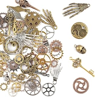 Steampunk Deko, 76 Stück Steampunk Accessoires, Metall Zahnräder Anhänger, Retro Zahnrad Deko,…