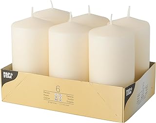Papstar Stumpenkerzen / Säulenkerzen creme, (6 Stück), Abmessungen 6 x 11.5 cm, für Haushalt &…