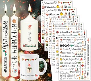 6 PCS Kerzentattoo Weihnachten (200+ Muster), Wassertransferdruck | Wasserschiebefolie kerzen | K…
