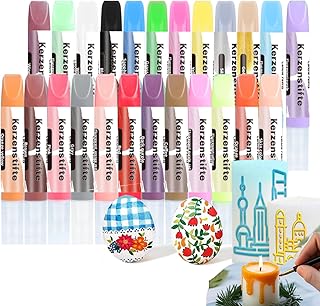 Wachsstifte für Kerzen 24 Stück Kerzen Bemalen Set Leuchtende Kerzenfarben Taufkerze Selber Mac…