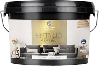 Wanders Metallic Wandfarbe Champagner-Gold (2,5 Liter) moderne Metallic Effekt Wandfarbe in 9 exk…