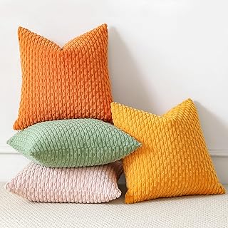 Sungeek 4er Set Kordsamt Kissenbezüge, Dekorativ Zierkissenbezüge Weich Kissenbezug Dekokissen …