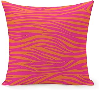 Retro 70er Jahre Rosa und Orange Zebrastreifen Wurfkissenbezüge, 45.7×45.7 cm, gemütlich, ästh…