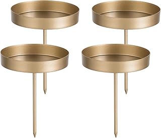 Romadedi Kerzenhalter Adventskranz Gold Stumpenkerzen 6cm: 4er Set Advent Kerzenständer ohne Dor…