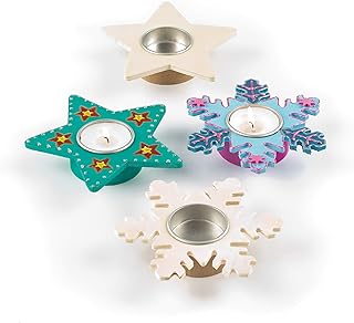 Baker Ross EX7082 Teelichthalter mit Sternen und Schneeflocken, sortiert