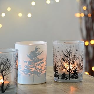 Vier große Teelichter aus Milchglas Windlicht Candle Kerze Deko, Mehrfarbig