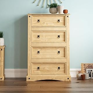 Vida Designs Corona Kommode mit 4 Schubladen, Solides Wohnzimmer Kleiderschrank Ablagefläche Fre…