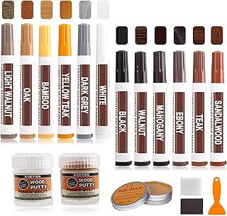 Möbelreparatur Laminat Reparaturset,12 Colors Wood Markers and Holzkitt Reparaturset Holz Möbel…