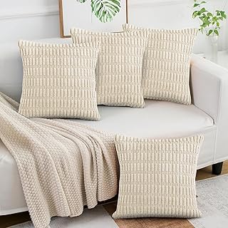 7CDXD 4 Stück Kissenbezüge 45 x 45 cm, Couchkissen, Kordsamt Kissenbezüge Kissenhülle Dekokis…