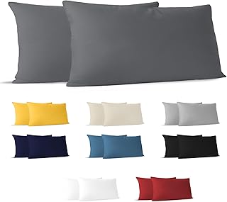 Dreamzie Kissenbezug 40 x 80 (Set mit 2) – 100% Jersey Baumwolle 150 g/qm Kissenbezüge -Anthrazi…