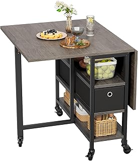 YITAHOME Klappbarer Esstisch, mobiler Klapptisch mit 6 Rollen und Aufbewahrungsschubladen für kl…