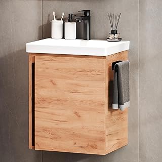 Planetmöbel Waschtisch mit Unterschrank 50 cm, Waschbeckenunterschrank hängend, Soft-Close, Bad…