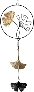 formano Deko Fensterhänger Girlande Ginko 60 cm Metall Mobile Fenster Dekoration Schwarzgold Gin…
