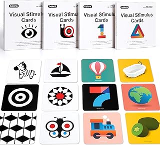 beiens High Contrast Baby Flashcard, 80 PCs 160 Seiten Schwarz Weiß Bunte Visuelle Stimulation L…