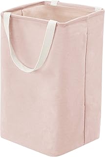 Amazon Basics Rechteckig Aufbewahrungskorb aus Stoff, hoher Würfel, altrosa