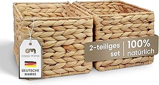 Casa Mina Korb Aufbewahrung 2er Set S (22x17x14cm) 100% natürlich aus Wasserhyazinthe I Dekorati…