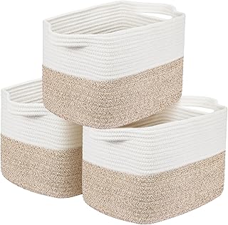 3er Set Aufbewahrungskorb Klein Regalkörbe Baumwolle Aufbewahrung Korb für Regal, Kinderzimmer,…