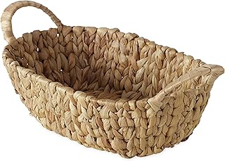 Deko Körbchen aus Wasserhyazinthe mit Henkeln – 34 x 18 cm – Boho Chic Aufbewahrungs Korb aus Se…