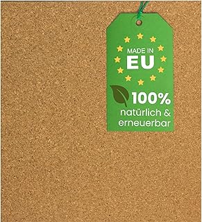EKB Korkplatte 100x50cm 4mm stark I Natürliche Presskorkplatte für Pinnwand, Wanddekoration ode…