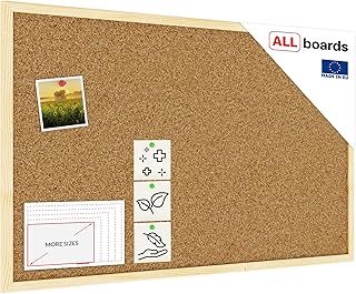 ALLboards Pinnwand mit Holz Rahmen 80x50cm Korktafel Korkwand Pinnwand Kork