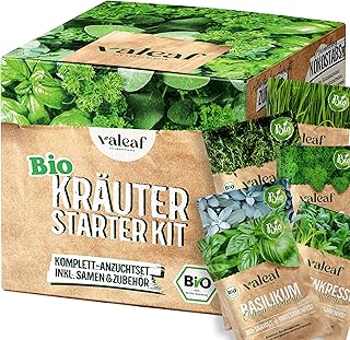 BIO Kräuter Starter Set I Kräuter Anzuchtset m. Bio Kräuter Samen I Kräuter Pflanzset I Küch…