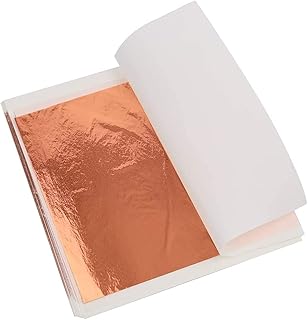 SDFSA 100 Stücke Blattgold-Papier, Kupfer, Quadratisch, Roségold, 14 x 14 cm, Glanz, Kunsthandw…