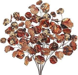 Briful Künstliche Aspen Blätter Kunstzweige – 3er Set, 76 cm Kupfer Glitzer Zweige für Herbs…