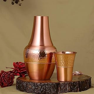 HYGGE’s Kupferkrug für Schlafzimmer, gehämmertes Design mit Deckel – reines massives Kupfer, …