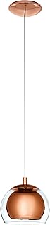 EGLO Pendelleuchte Rocamar, 1 flammige Hängelampe, Hängeleuchte aus Metall in Kupfer und Glas i…