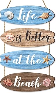 Badezimmer Deko Küstenstil, Blaues Surfbrett Holz Wandschild mit Inspirationsspruch für Wohnzim…