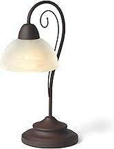 Reality Leuchten Tischleuchte Country R5031-24, Metall rostfarbig, Schirm Glas alabasterfarbig we…