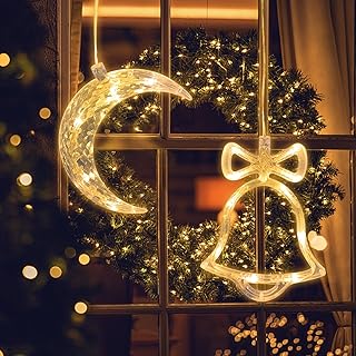 Jsdoin Mond Und Glocke Weihnachtsbeleuchtung, LED Weihnachtsdeko Fenster Lichter, Beleuchtet mit …