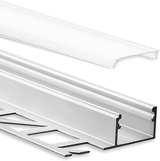 INNOVATE LED Fliesenprofil mit Diffusor [Abschlussprofil 2m Silber-Milchig] Fliesenabschlussprofi…