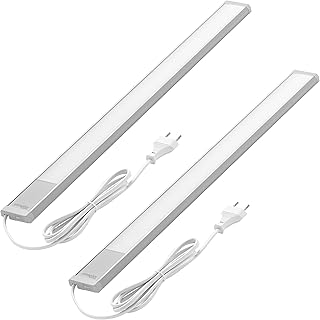 Oktaplex 2er Set Riva LED Unterbauleuchte flach 730lm warmweiß 57,5cm Unterschrankleuchte silber…