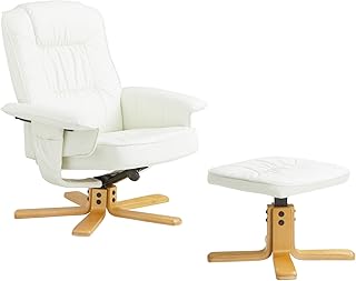 IDIMEX Relaxsessel Charly mit Hocker, schöner Drehsessel mit Lederimitat in weiß, praktischer P…