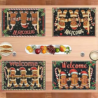 Gewebte Platzsets, waschbar, dicker Leinenstoff, Weihnachten, für Esszimmer, Party, Küche und H…