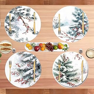Gewebte runde Platzsets, waschbar, dicker Leinenstoff, Weihnachten, für Esszimmer, Party, Küche…