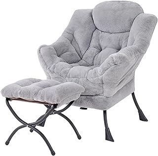 Welnow Lazy Chair mit Ottomane, moderner Lounge-Akzentstuhl mit Armlehnen und Einer Seitentasche,…