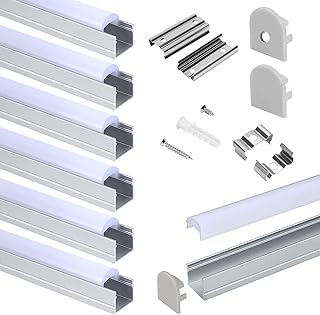 6-Pack 3.3ft/1Meter 17x20mm LED-Aluminium-Profil, U-Form Spotless Silber Aluminium-Kanal-System m…