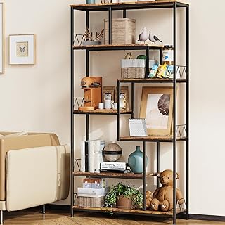 Bealife Bücherregal, 5-stöckiges Versetztes Bücherregal. Offenes Freistehendes Regal für Wohn…