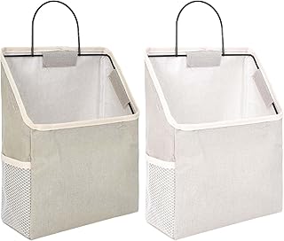 2 Stücke Hängetasche Wand Aufbewahrungstasche Hängend, Wandkorb Stoff mit Metallrahmen, Grau u…