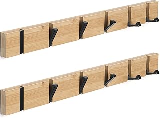 2 Stück Garderobenhaken Wandmontierter, Kleiderhaken Garderobenleiste mit 6 Faltbar Haken für J…