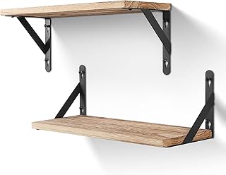 AGM Wandregal Holz, Regal Wand 2er Set, Dekorativ Regale für Wände, Tiefe 15cm, Länge 42.5cm W…