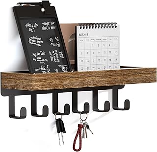 SWTYMIKI Schlüsselbrett mit Holztablett und 6 Haken – Multifunktionales Schlüsselhalter/Schlüs…