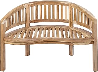 SAM 2-Sitzer Bananenbank Banana, 120 cm Sitzbank, Teak-Holz, Massive Holzbank, ideal für den Bal…