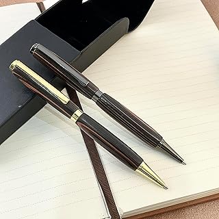 2er Stift-Set aus Makassar-Ebenholz – Handgefertigt in Frankreich mit persönlicher Gravur – …